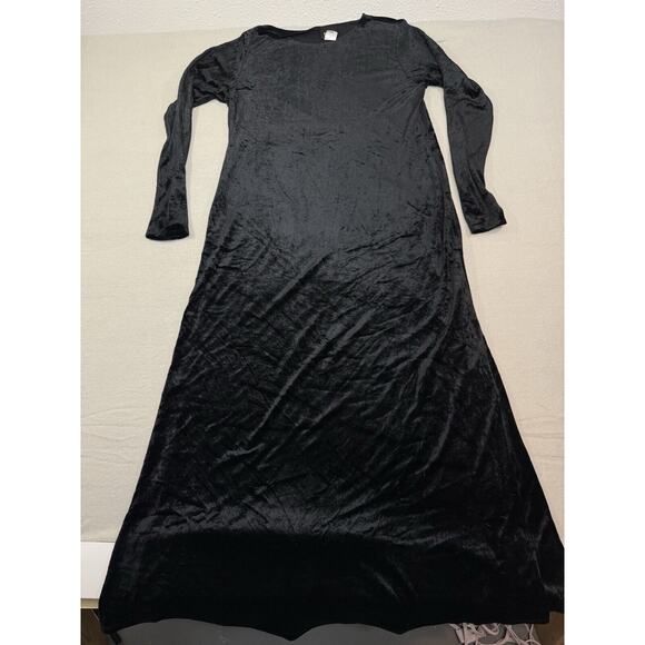 EILEEN FISHER Black Velvet Long Sleeve Maxi Dress Size Small Holiday - Picture 6 of 14